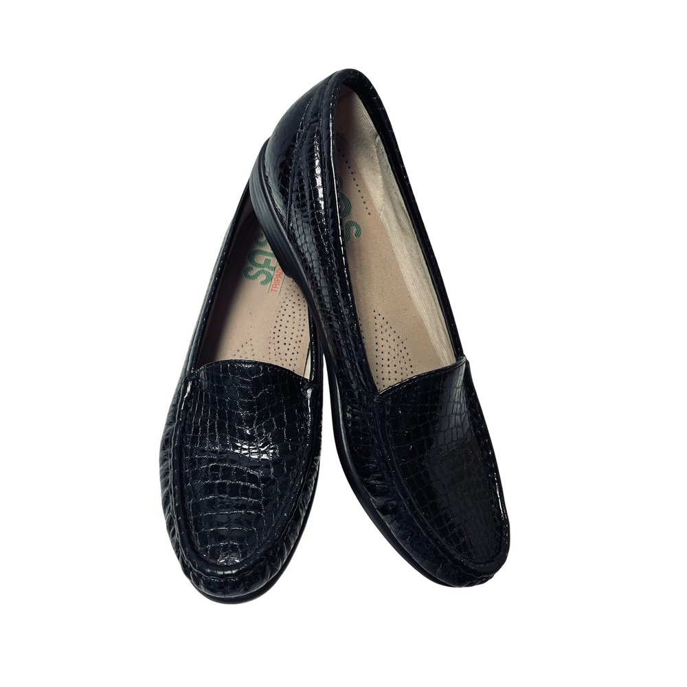 SAS Loafers 7.5 Black Patent Croc Slip On Tripad Comfort Shoes Orthopedic Office